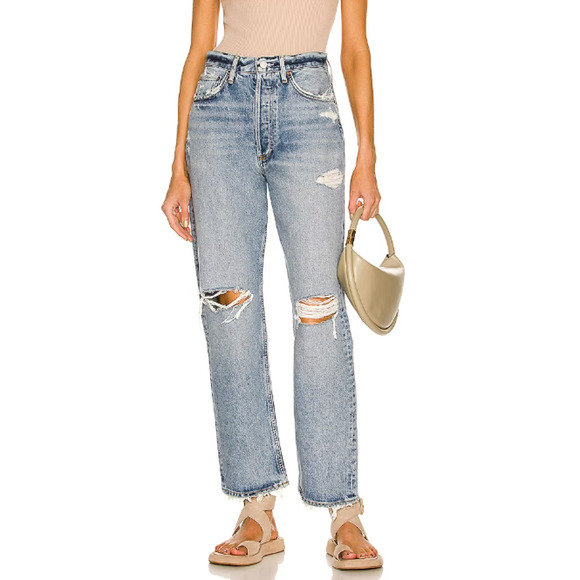 AGOLDE Isolate Medium Indigo 90s Mid-Rise Loose Jeans Size 28 - Picture 1 of 8